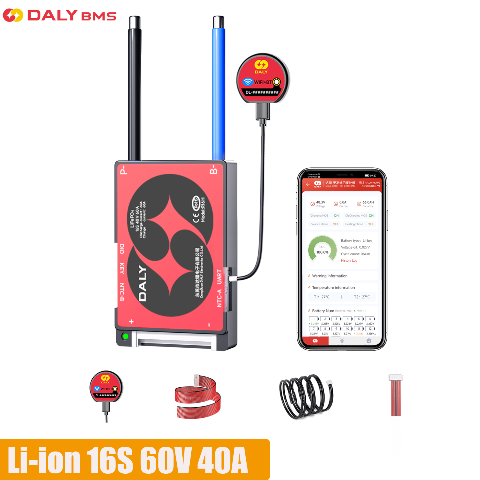DALY Smart BMS 16S 60V 40A Li- - Lifepo4 Battery Pack reseña y precio
